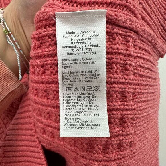 J. Crew Men’s Cotton Cable Knit Fisherman Crewneck Sweater Heather Pink - Picture 5 of 11
